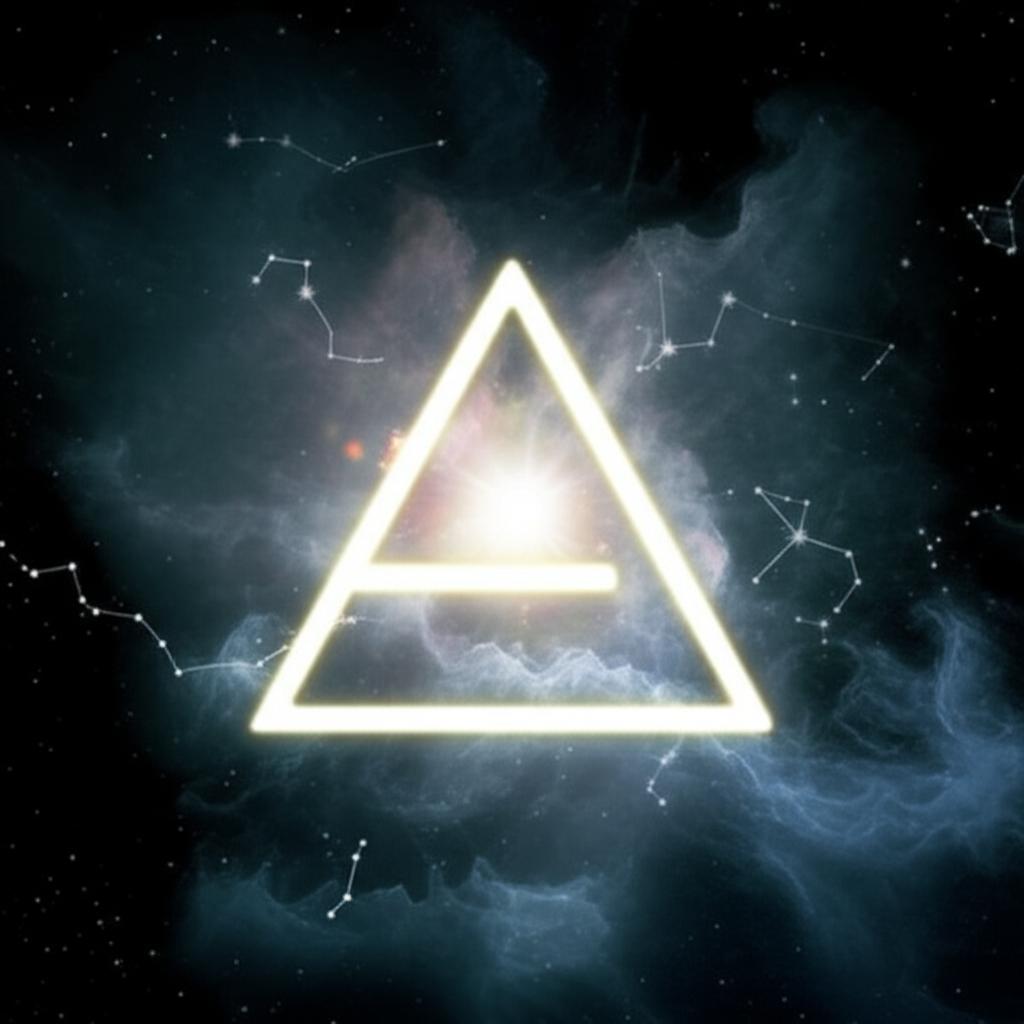 Luminous air element symbol radiating cosmic intellect and ethereal communication.